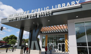 The picture is of the front of the Martin Luther King Jr branch of MPL. 